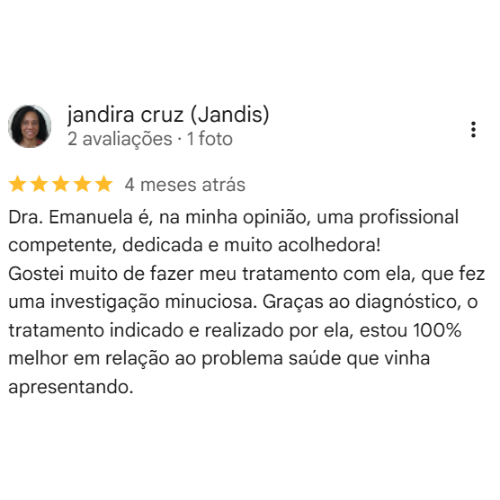 Depoimento Google Dra. Emanuela Pimenta