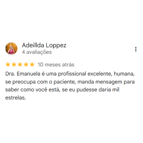 Depoimento Google Dra. Emanuela Pimenta